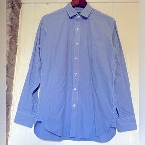 J.Crew Thompson Style Dress Shirt, Blue/White Stripes, Shirttail Hem, M 15-15.5